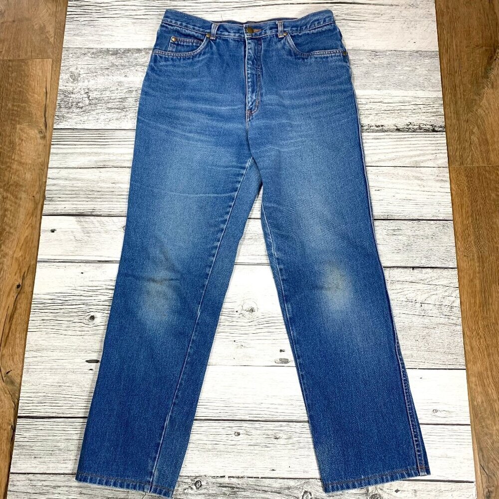 Vintage 80s 90's High Rise Mom Jeans Straight Leg Medium Wash Denim